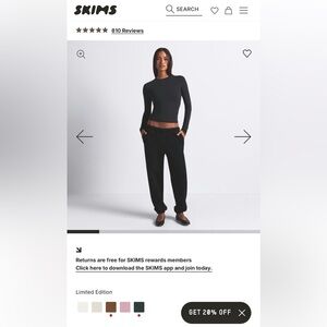 SKIMS Black classic joggers